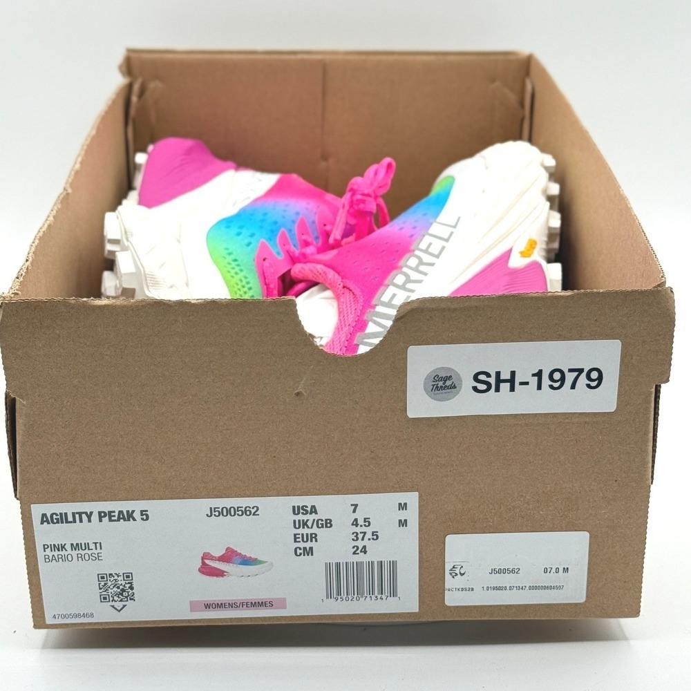 Merrell Agility Peak 5 Womens Size 7 Pink Blue Trail Running Shoes J500562 New - Picture 5 of 8